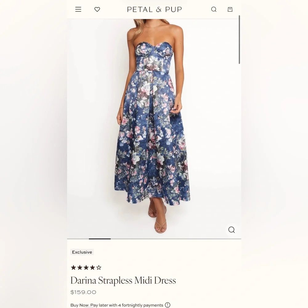 Petal & Pup Navy Floral Satin Dress - Picture 1 of 4